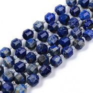 Natural Lapis Lazuli Beads Strands, Round, Faceted, 7~8x8mm, Hole: 1.2mm, about 37~38pcs/strand, 14.56~14.96 inch(37~38cm)(G-R482-11-8mm)