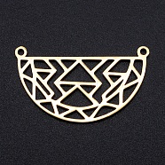 201 Stainless Steel Pendants, Filigree Joiners Findings, Laser Cut, Half Round with Geometric Figure, Golden, 18x31x1mm, Hole: 1.4mm(STAS-S105-JN913-2)
