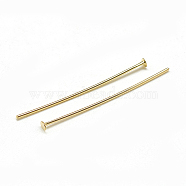 Brass Flat Head Pins, Real 18K Gold Plated, 30x0.8mm, Head: 2mm(X-KK-T032-092G)