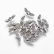 Tibetan Style Alloy Fairy Wing Beads, Cadmium Free & Lead Free, Antique Silver, 4x14x4mm, Hole: 1.5mm, about 2380pcs/1000g(TIBEB-6007-AS-LF)