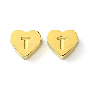 Ion Plating(IP) 316L Surgical Stainless Steel Beads, Love Heart with Letter Bead, Real 18K Gold Plated, Letter T, 5.5x6.5x2.5mm, Hole: 1.4mm(STAS-R230-01T-G-1)