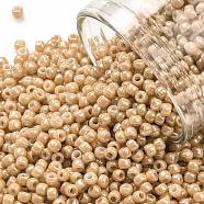 TOHO Round Seed Beads, Japanese Seed Beads, (123D) Opaque Luster Dark Beige, 11/0, 2.2mm, Hole: 0.8mm, about 1110pcs/bottle, 10g/bottle(SEED-JPTR11-0123D)