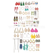 Brass & Alloy Dangle Earrings Kit, Mixed Color, 10.5~230x6~81.5mm, 6pair/set(EJEW-XCP0001-13)