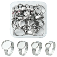 24Pcs 4 Size Adjustable 304 Stainless Steel Finger Rings Components, Bezel Cup Ring Settings, Flat Round, Stainless Steel Color, Inner Diameter: 17~18mm, Tray: 6~12mm, 6Pcs/size(STAS-FS0001-38)