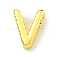 Brass Beads, for Personalized Name Necklace Making, Real 18K Gold Plated, Letter V, 8x6.8x3mm, Hole: 1.8x1mm(KK-K354-07G-V)