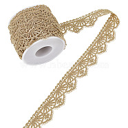 9 Yards Filigree Polyester Ribbon, for Clothing Accessories, with 1Pc Plastic Empty Spools, Gold, 7/8 inch(22mm)(OCOR-CA0001-26)