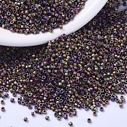 MIYUKI Delica Beads, Cylinder, Japanese Seed Beads, 11/0, (DB1055) Matte Metallic Gray Dusk Gold Iris, 1.3x1.6mm, Hole: 0.8mm, about 10000pcs/bag, 50g/bag(SEED-X0054-DB1055)