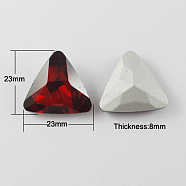 Glass Pointed Back Rhinestone, Back Plated, Faceted, Triangle, Dark Red, 23x23x8mm(RGLA-Q009-3)