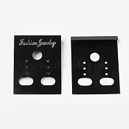 Plastic Earring Display Card, Rectangle, Black, 3.6~3.8x3cm(X-BCOF-WH0001-02)