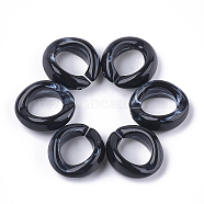 Acrylic Linking Rings, Quick Link Connectors, For Jewelry Chains Making, Imitation Gemstone Style, Ring, Black, 19.5x18x8mm, Hole: 11.5x10.5mm(X-OACR-S021-24F)