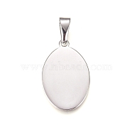 304 Stainless Steel Pendants, Stamping Blank Tag, Oval, Stainless Steel Color, 31.5x20x1.5mm, Hole: 10x4.5mm(STAS-I135-30P)