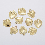 304 Stainless Steel Charms, Puffed Heart, Real 18k Gold Plated, 10x8x0.8mm, Hole: 1mm(A-STAS-F160-31G)