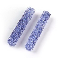 Glass Rhinestone Beads, For DIY Jewelry Craft Making, Tube, Sapphire, 32~33x6mm, Hole: 0.8mm(X-GLAA-P046-B02)