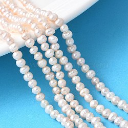 Natural Cultured Freshwater Pearl Beads Strands, Grade 2A++, Potato, PeachPuff, 3~4mm, Hole: 0.7mm, about 97~99pcs/strand, 13.31''~13.78''(33.8~35cm)(PEAR-I007-07L-04)