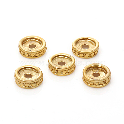 Brass Beads, Long-Lasting Plated, Matte Style, Flat Round, Real 18K Gold Plated, 7.5x2.5mm, Hole: 1.8mm(KK-G390-18MG)