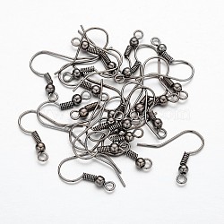 50Pcs Iron Earring Hooks, Ear Wire, with Horizontal Loop, Cadmium Free & Nickel Free & Lead Free, Gunmetal, 18x0.8mm, Hole: 2mm, 22 Gauge, Pin: 0.6mm(IFIN-YW0001-35B-NF)