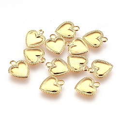 304 Stainless Steel Pendants, Heart, Real 18k Gold Plated, 10x8x0.5mm, Hole: 1mm(STAS-G176-36G)