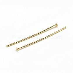 Brass Flat Head Pins, Real 18K Gold Plated, 30x0.8mm, Head: 2mm(X-KK-T032-092G)