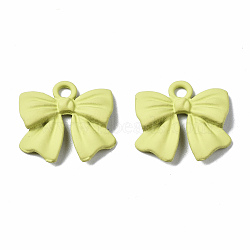 Spray Painted Alloy Pendants, Cadmium Free & Nickel Free & Lead Free, Bowknot, Yellow Green, 16x16.5x3mm, Hole: 2mm(PALLOY-Q434-008C-NR)