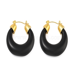 Brass Enamel Oval Hoop Earrings, Real 18K Gold Plated, 35.5x25.5x9mm(EJEW-K293-10G)