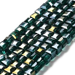 Electroplate Glass Beads Strands, AB Color Plated, Faceted, Cube, Turquoise, 5~6x5~6x5~6mm, Hole: 1mm, 95~100pcs/strand, 54~57cm(EGLA-D018-6x6mm-53)