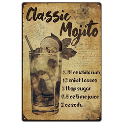 Vintage Metal Tin Sign, Iron Wall Decor for Bars, Restaurants, Cafe Pubs, Rectangle, Mojito, 300x200x2.2mm(AJEW-WH0189-499)