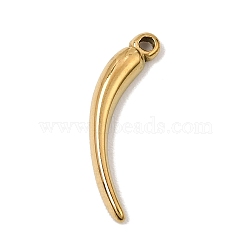 304 Stainless Steel Pendants, Chili Charms, Ion Plating(IP), Real 18K Gold Plated, 23x6x3mm, Hole: 1.4mm(SA-CBA0563-19G)