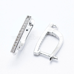 Brass Hoop Earring Findings with Latch Back Closure, Platinum, 19x12x2mm, Hole: 1mm, Pin: 1.1mm(KK-P140-02P)