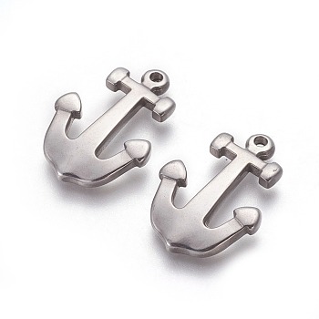 304 Stainless Steel Pendants, Anchor, Stainless Steel Color, 26x18x2.6mm, Hole: 1.6mm