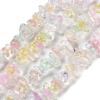 Transparent Crackle Glass Beads Strands, Chips, Mixed Color, 3~7x8.5~12.5mm, Hole: 1.4mm, about 360pcs/strand, 324.80''(825cm)