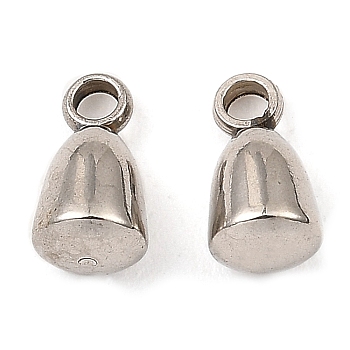 201 Stainless Steel Tail Chain Drop Charms, Stainless Steel Color, 7.5x4mm, Hole: 1.4mm