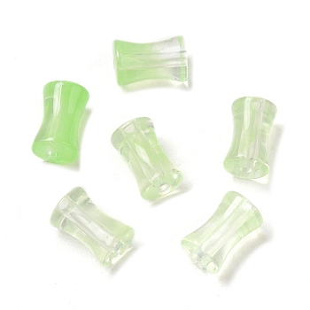 Transparent Acrylic Beads Gradient Effect, Bamboo Joint, Green Yellow, 12.5x7.5mm, Hole: 1.8mm, 1020pcs/500g