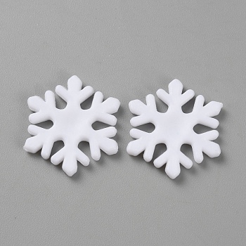 Plastic Cabochons, Snowflake, White, 23x20x2.5mm