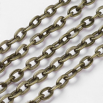 Iron Cable Chains, Unwelded, Flat Oval, Cadmium Free & Nickel Free & Lead Free, Antique Bronze Color, 7x5.1x1.2mm