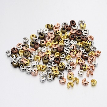 Iron Crimp Beads Covers, Mixed Color, 3mm, Hole: 1.2~1.5mm