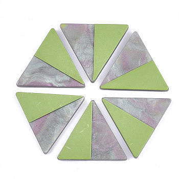 Resin Cabochons, Triangle, Yellow Green, 26x30x2.5~3mm