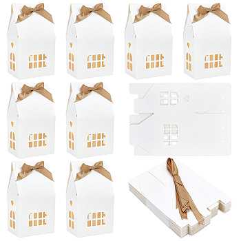 Paper Boxs, with Ribbon, for Candy Storage, White, 10.1x7.2x18.3cm