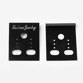 Plastic Earring Display Card, Rectangle, Black, 3.6~3.8x3cm