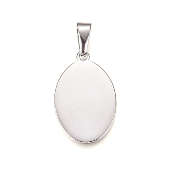 304 Stainless Steel Pendants, Stamping Blank Tag, Oval, Stainless Steel Color, 31.5x20x1.5mm, Hole: 10x4.5mm
