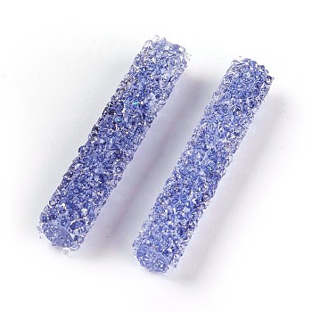 Glass Rhinestone Beads, For DIY Jewelry Craft Making, Tube, Sapphire, 32~33x6mm, Hole: 0.8mm