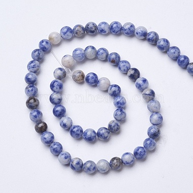 Perles de jaspe tache bleue naturelle(G-D855-10-6mm)-2