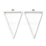 Non-Tarnish 304 Stainless Steel Open Back Bezel Triangle Pendants, For DIY UV Resin, Epoxy Resin, Pressed Flower Jewelry, Stainless Steel Color, 37x23x3mm, Hole: 2.2mm, Inner Diameter: 29.5x20mm(STAS-Z040-10P)