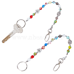 2Pcs Alloy & Acrylic & Glass Keychain, with Iron Clasp & Alloy Lobster Claw Clasps, Mixed Color, 270mm(KEYC-NB00283)
