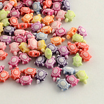 Craft Style Colorful Acrylic Beads, Tortoise, Mixed Color, 10x6x4.5mm, Hole: 1.5mm(X-MACR-Q157-M25)