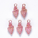 Alloy Enamel Pendants, Spiral Shell Shape, Light Gold, Hot Pink, 19.5x7.5x6.5mm, Hole: 2.5mm(X-ENAM-N054-019C)