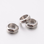 Tarnish Resistant Rondelle 201 Stainless Steel Spacer Beads, Stainless Steel Color, 7x2.5mm, Hole: 5mm(X-STAS-E082-01)