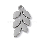 Non-Tarnish 304 Stainless Steel Pendants, Laser Cut, Leaf, Stainless Steel Color, 14x7x1mm, Hole: 1.2mm(STAS-P338-06P)