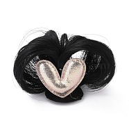 High Temperature Fiber Wigs for Children, with Gunmetal Iron Clips and Cloth, Heart, PeachPuff, 32x38mm, 82mm, Inner Diameter: 40mm(OHAR-C003-03)
