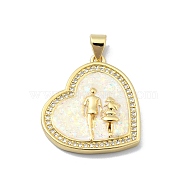 Brass Micro Pave Clear Cubic Zirconia Pendants, with Sythetic Opal, Heart, Real 18K Gold Plated, 23.5x21.5x3.5mm, Hole: 4x3.5mm(KK-A221-19B-G)