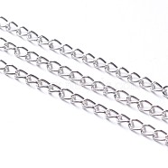 Iron Twisted Chains Curb Chains, Unwelded, with Spool, Platinum, Nickel Free, Link: about 2mm wide, 3.5mm long, 0.5mm thick, about 328.08 Feet(100m)/roll(CHS001Y-NF)